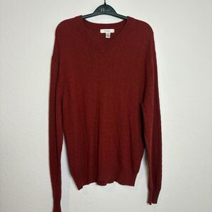 Turnberry Men’s Red Cashmere Silk Sweater Medium V-Neck‎ Preppy Quiet Luxury